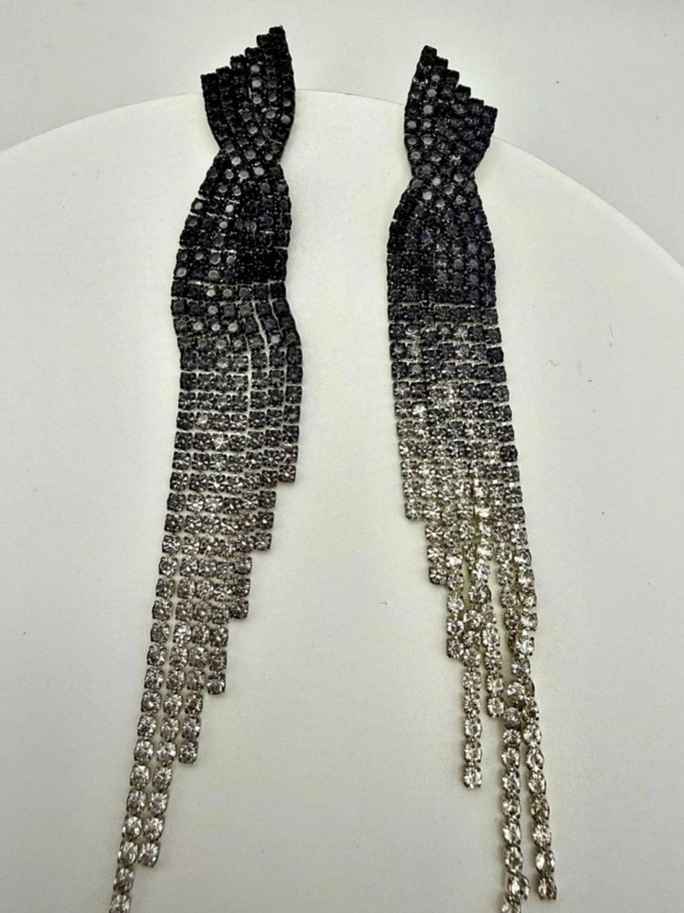 Silver & Black Fringe Earrings Like New